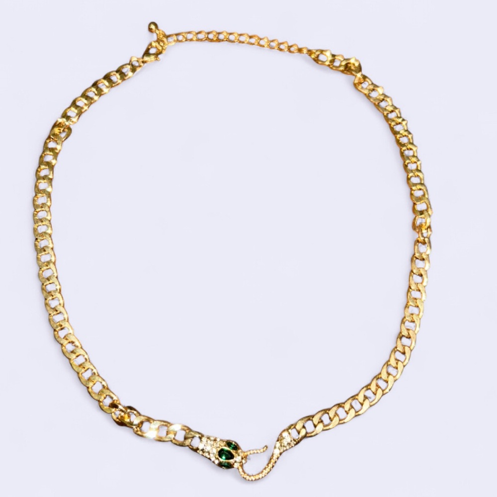 Elegant Gold Tone Chain Snake Necklace